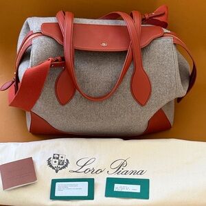 LORO PIANA Happy Day large leather-trimmed felt tote